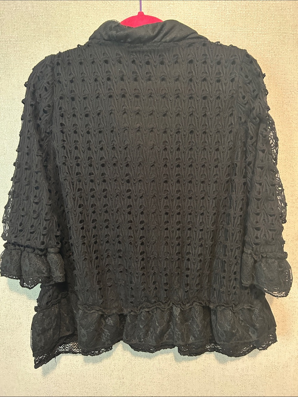 Pretty Angel Black Lace Crochet Button-Up Blouse - Picture 7 of 8